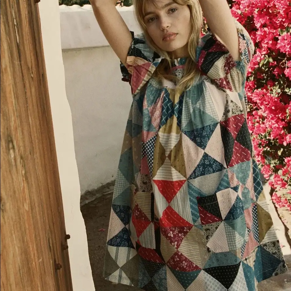 Doen Amarillo patchwork mini dress